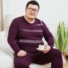 Пижамные комплекты для полных мужчин, футболка с длинным рукавом и брюки, комплект из 2 предметов, полосатая пижама, весна-осень, удобная ночная рубашка, повседневная домашняя одежда