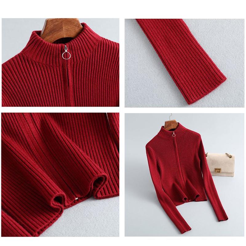 Patchwork Turtleneck Slim Knitted Cardigans for Women Spring Zipper Korean Knitwear Tops Elegant Knit Coat Female