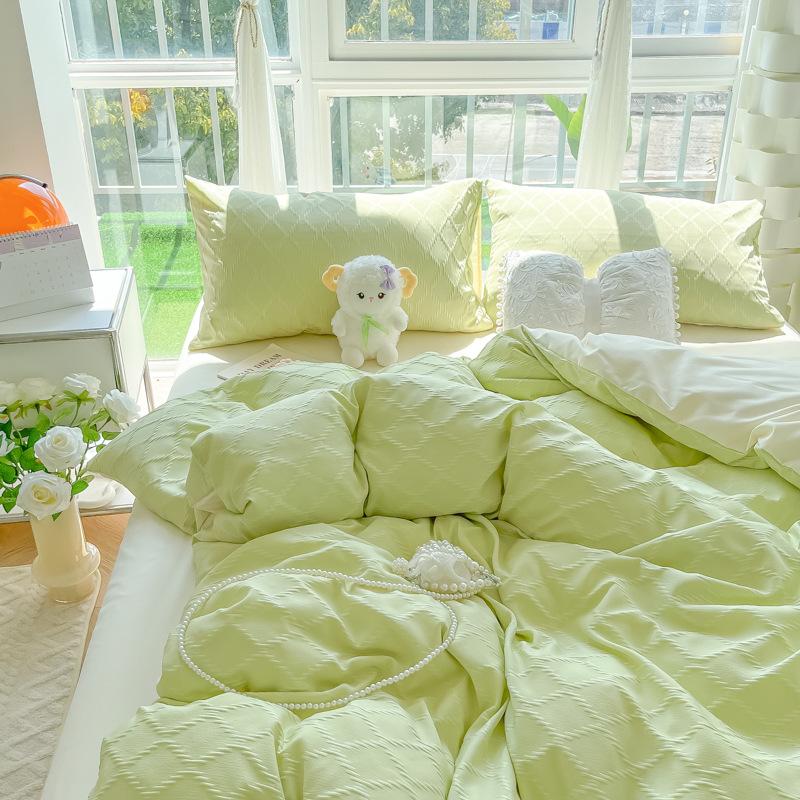 Покрывало из жаккардового стеганого одеяла с ромбовидной сеткой, комплект из четырех предметов, постельное белье, однотонная односпальная простыня, комплект из трех предметов