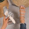 Fashion Women's Fashion Chunky Sandals Summer New Square Head Open Toe with Anti-slip Wear-resistant High-heeled Slippers