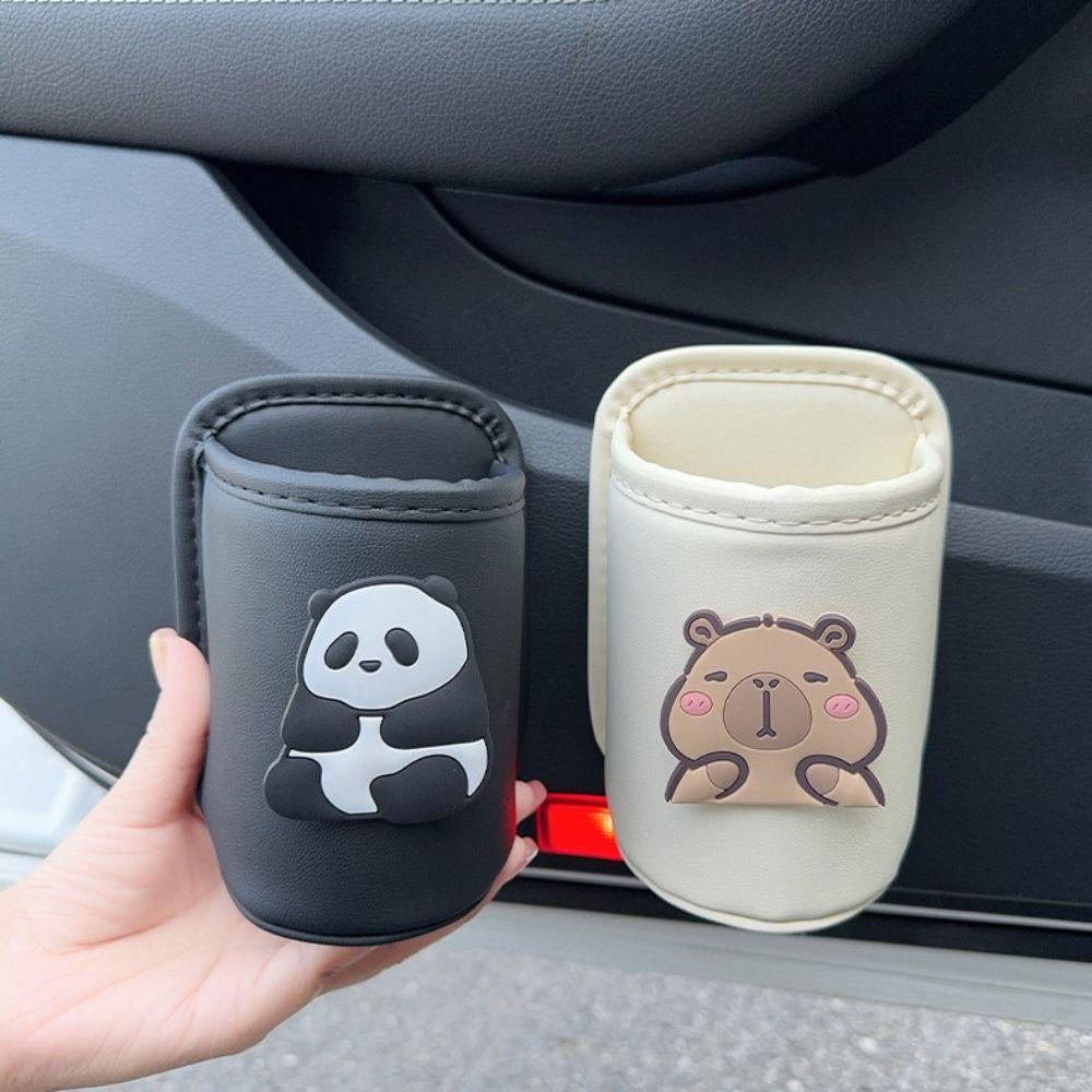 PU Leather Car Beverage Rack Panda Cup Stand Portable Car Cup Holder Car Interior Accessories