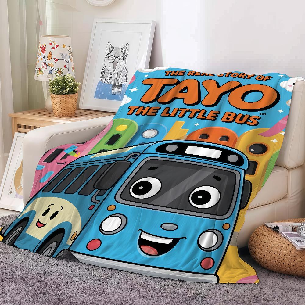 Детское шерстяное одеяло Tayo The L-little Bus — теплое и мягкое, подходит для спальни, гостиной, дивана, кровати, офиса, путешествий, кемпинга.