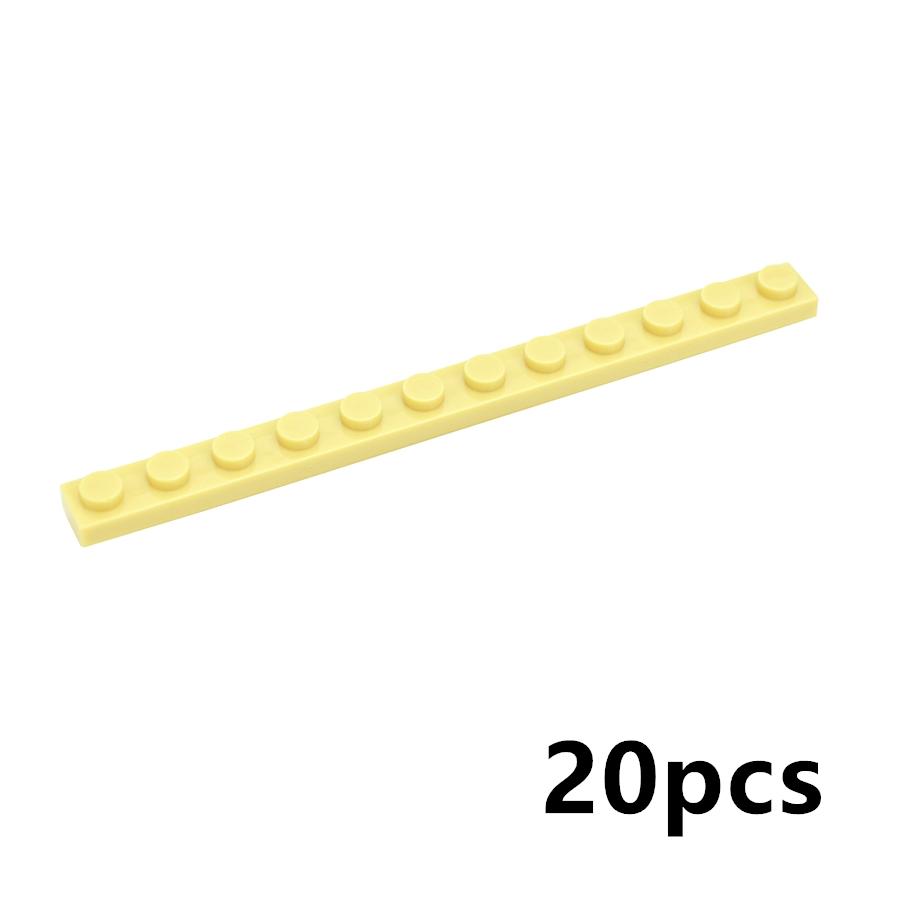 20Pcs MOC Thin Bricks 60479 Plate 1x12 Dots Model Building Blocks Bulk Colorful Parts DIY Educational Technical Classic Kid Toy