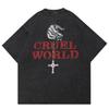 Футболка унисекс с буквенным принтом Streetwear Both Sides Cruel World 2024