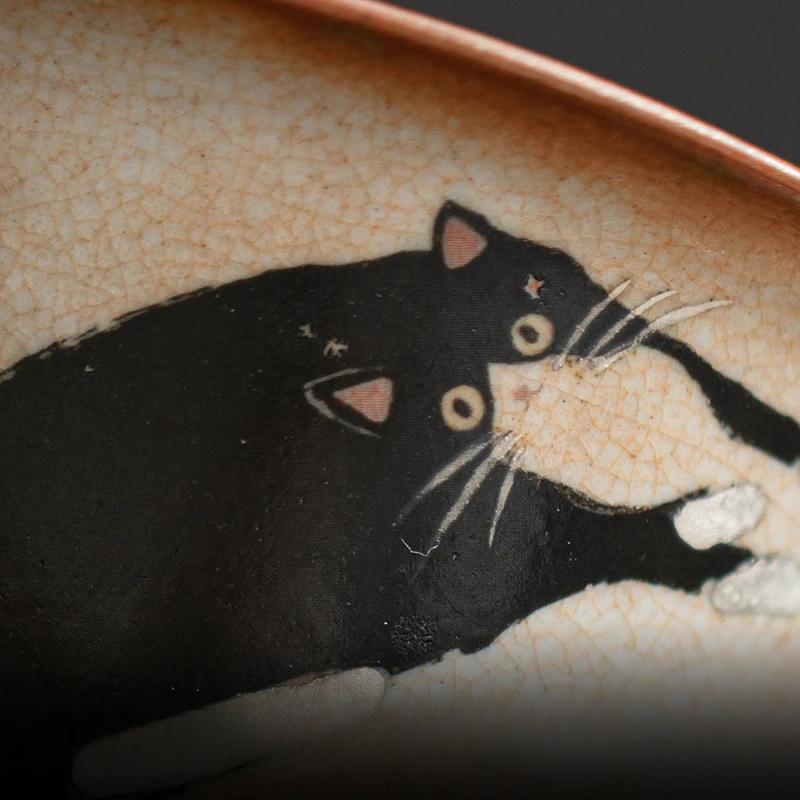 130 мл Винтажный Милый Фарфоровый Набор Гайвань Zhi Ye Cat для Чая Чайница Чашка Чайная Посуда Китайские Расписные Чаши Чаван Набор для Чайной Церемонии