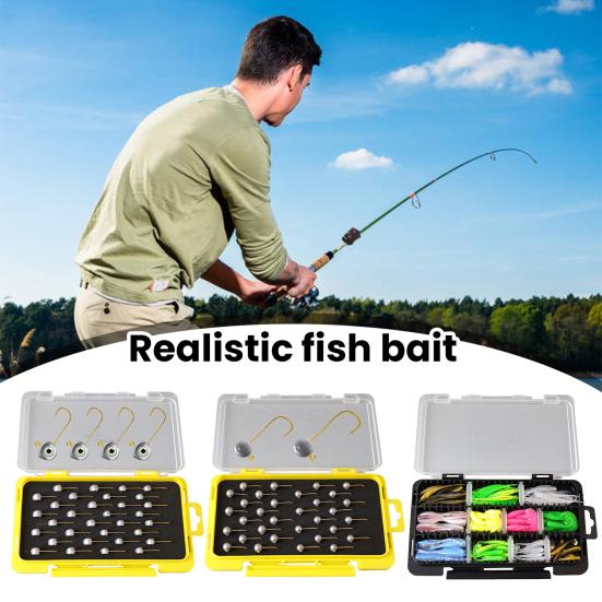 32/88Pcs/Set Soft Fishing Lure Round Head Hook Colorful Fork Curly Needle Paddle Tail