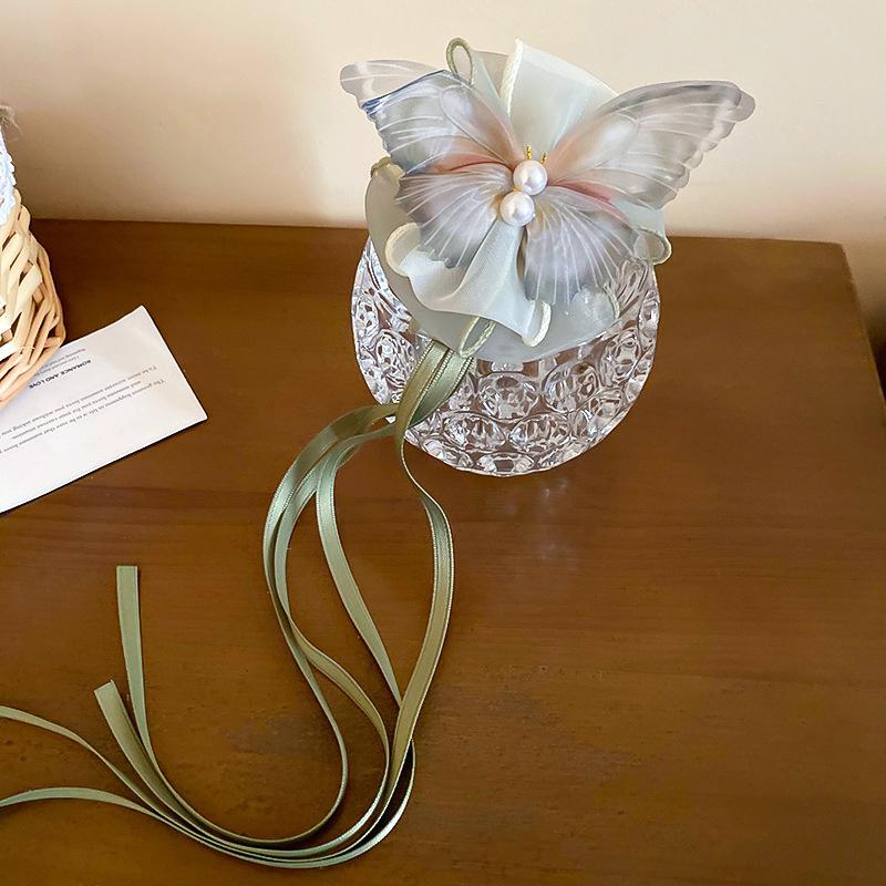 Длинная заколка для волос с кисточками и жемчугом в виде бабочки, бант, лента, большие заколки для волос в виде акулы для женщин, заколка для волос в виде конского хвоста, элегантный головной убор