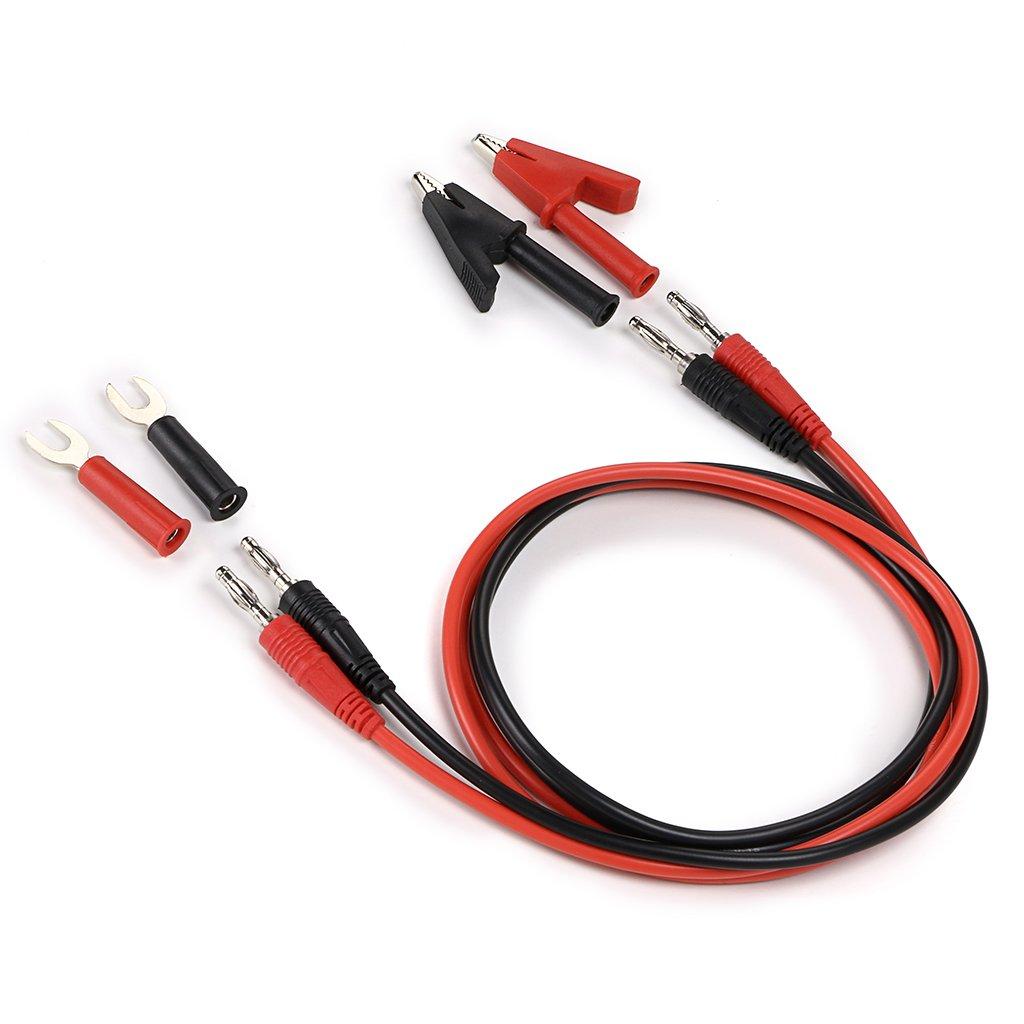 Sumnacon 4 in 1 Banana Plug Alligator Clip Pure Copper Fork Test Lead, 3.3 ft Multimeter Flexible Test Lead Wire Cable with Protective Jack Copper