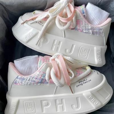 Женские белые туфли с толстой подошвой, увеличивающие рост, высококачественные универсальные повседневные туфли для скейтбординга, дышащая спортивная обувь для активного отдыха