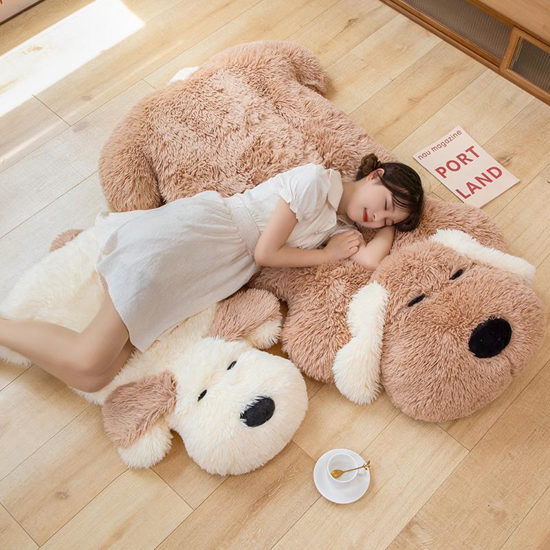 60/100cm Giant Plush Dog Lying Toys Stuffed Soft Dog Plush Pillow Cartoon Animal Floor Seat Pillows Cushions Gifts Home Decorr