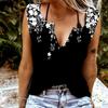 Женские майки, сексуальные летние топы без рукавов с v-образным вырезом, жилет с 3D принтом множества белых цветов, крутые легкие топы