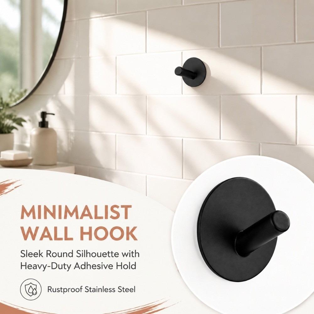 4 PCS Silver Black Stainless Steel Hook Stainless Steel Towel Hook Adhesive Hook Bathroom Kitchen