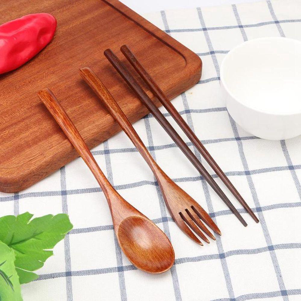 Dinner Kit Wooden Dinnerware Home Tableware Fork Chopsticks Spoon Set Cutlery Utensils Sets