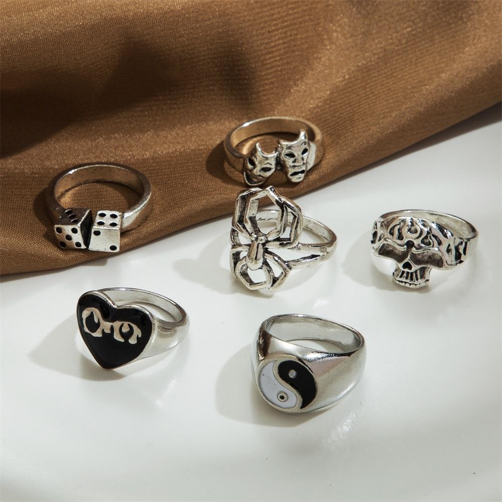Элегантное и универсальное модное ретро кольцо-паук Тай Чи, простое кольцо из 6 предметов, популярные женские украшения