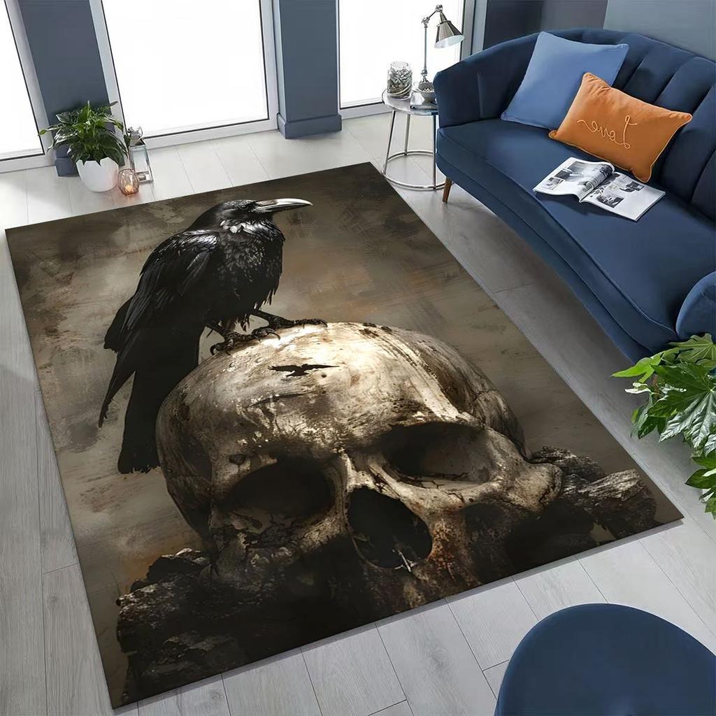 Viking Oding Raven Crow Huginn Muninn Norse Mythology Rug for Bedroom Living Room Sofa Home Doormat Decor,Kid Non-slip Floor Mat