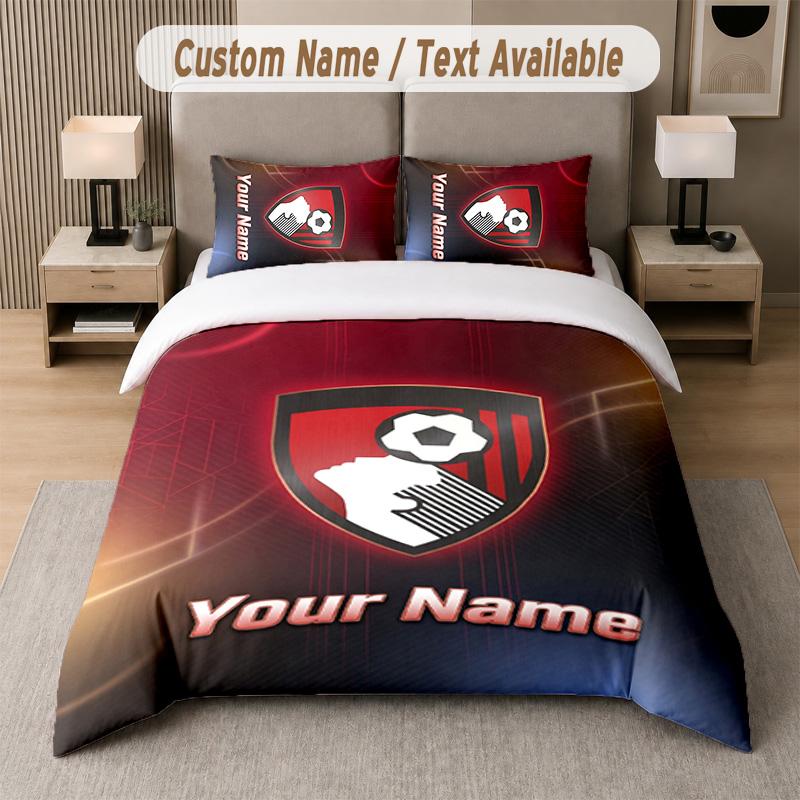 Bournemouth Football Design Bedding Set Custom Text 1 Duvet Cover & 2 Pillow Cases