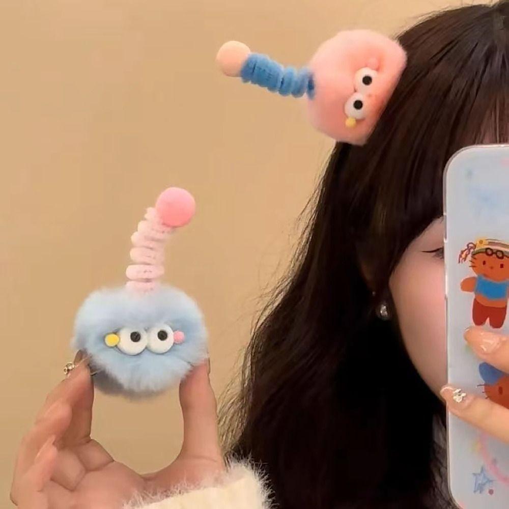 Пушистая заколка-брикет ручной работы, заколка для челки, милый боковой зажим, заплетенные волосы