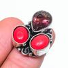 Natural Italian Red Coral, Amethyst 925 Sterling Silver Jewelry Ring Size 5 I4o63