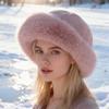 Женская шапка однотонная мягкая из искусственного меха норки защита ушей утолщенная теплая осень зима