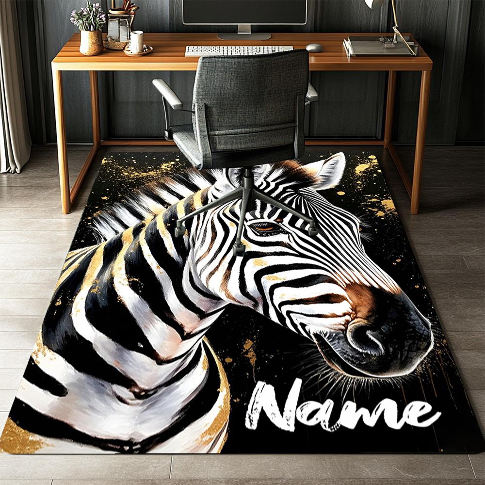 Custom Name LNTB002260915X1004==Zebra Printed Carpet,Rug for Office Chair Living Room Bedroom Kitchen Room Decor Gifts.