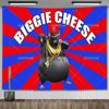 Гобелен с мемом Biggie Cheese Каваи Аниме Крыса Гобелен Настенный Эстетический Декор Комнаты Баннер Украшение Дома Макраме Рождество