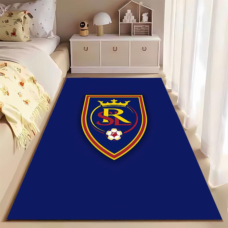 "Blue Crest with Crown & Ball" suitable as a non-slip mat for the living room or bedroom sofa