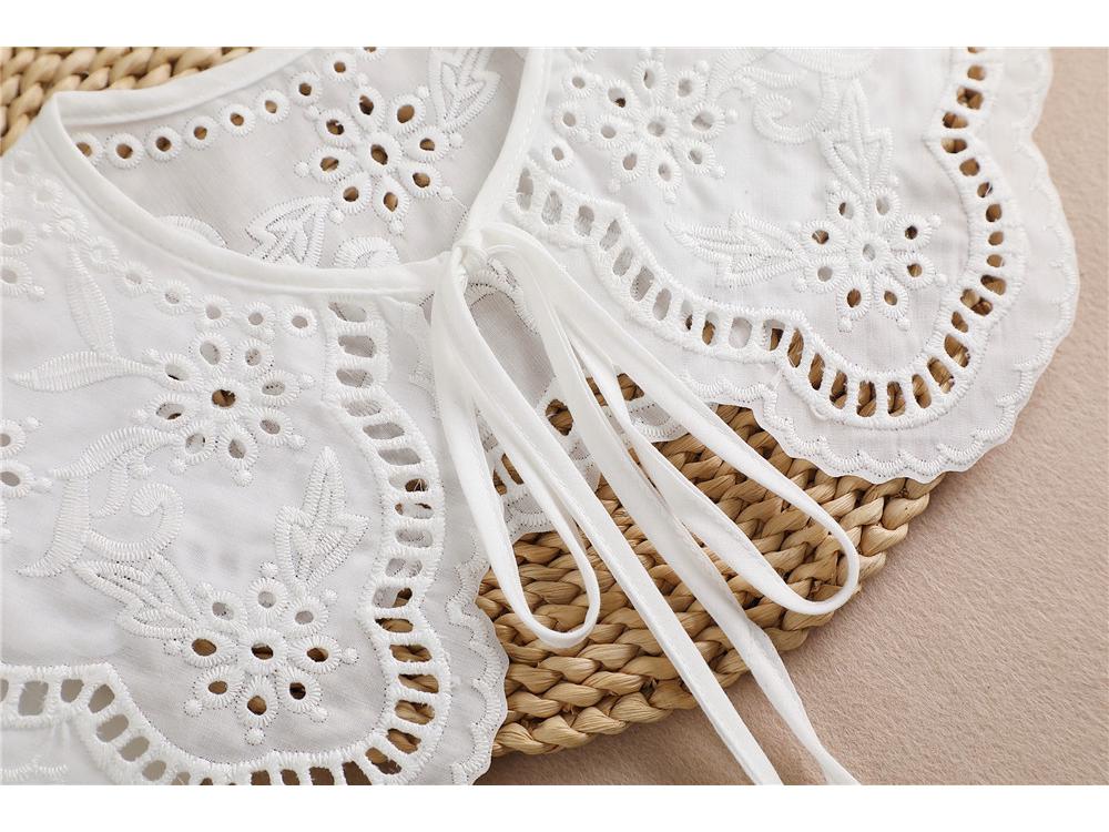 White Lace Edge Shawlette with Bow Tie and Collar for Sun Protection