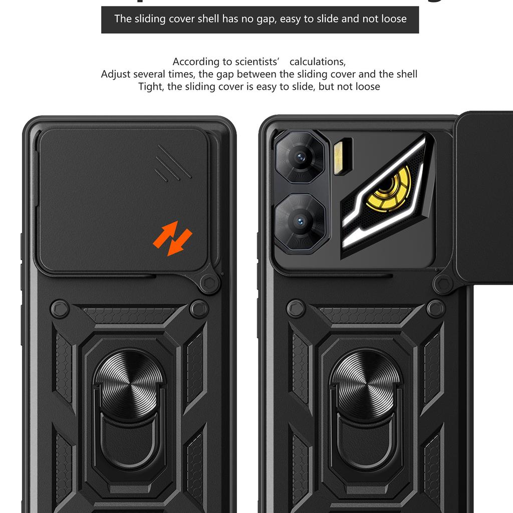 Чехол для ZTE nubia Neo 3 5G со сдвижной крышкой для камеры, из ПК + ТПУ, с подставкой, чехол для телефона