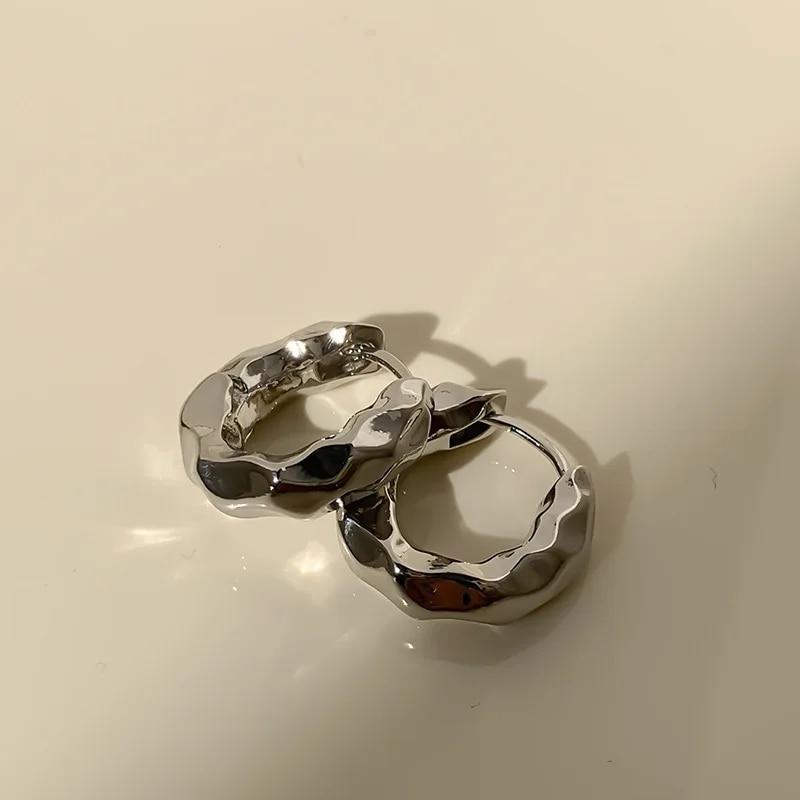 Винтажные холодные цвета, толстые металлические серьги-кольца с преувеличением, нерегулярные волны, лаконичные геометрические серьги-кольца для женщин и девочек