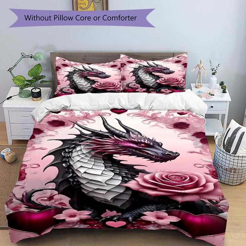 3pcs Dragon Art Duvet Cover Set, Soft Comfortable Duvet Cover,Guest Room (1*Duvet Cover + 2*Pillowcase, Without Core) yy251104131