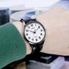 Slim Round Mineral Glass Men's Fashion Leather Wristwatch