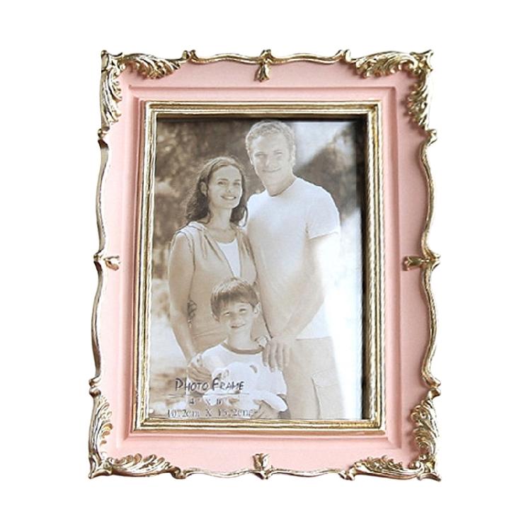 Antique Resin Art Golden Trim Photo Frame With Intricate Carved Pattern Tabletop Decors Picture Frame For Home Aesthetic