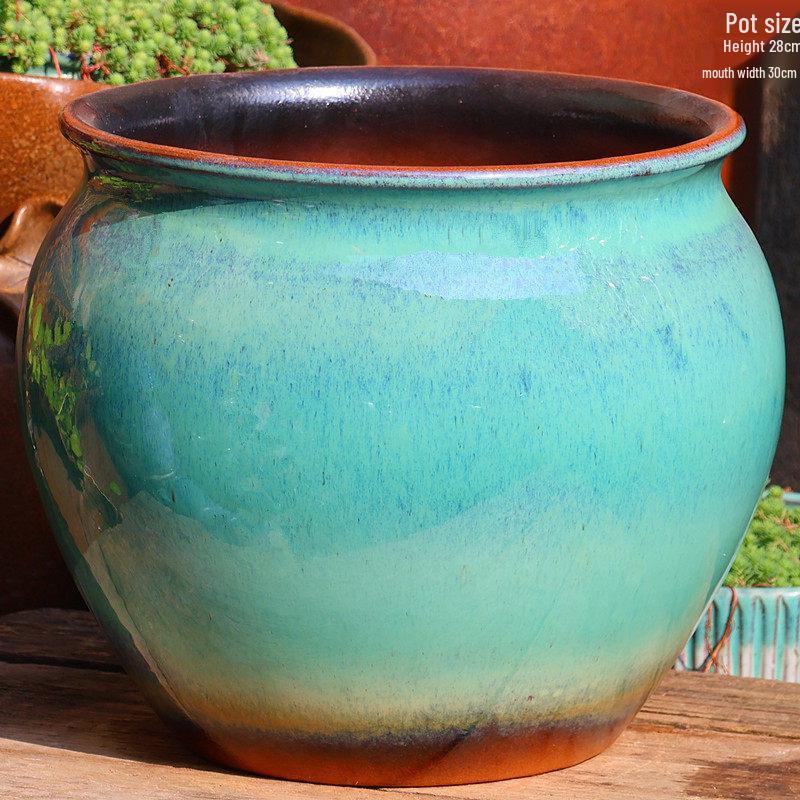 Large Retro Handmade Ceramic Flower Pot for Bougainvillea and Bird of Paradise