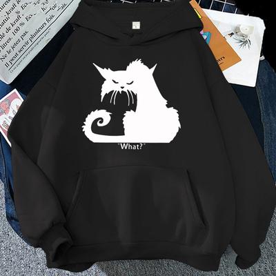 Кот Что? Толстовки с принтом Унисекс/Женские толстовки Повседневная толстовка с капюшоном Индивидуальный пуловер(Отправка в течение 48 часов)