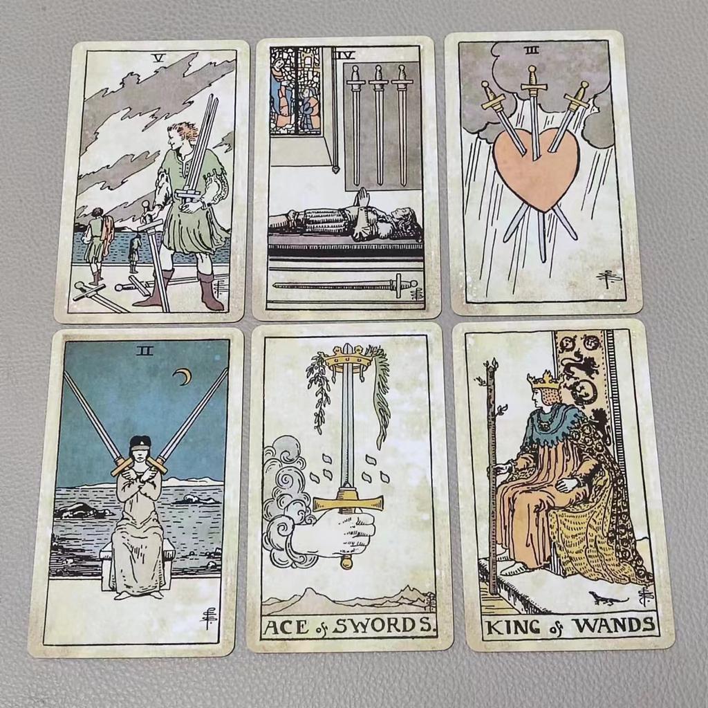 10.3*6cm Vintage A.E. Tarot Cards for Beginners, 78 Pcs Tarot Cards with Guidebook