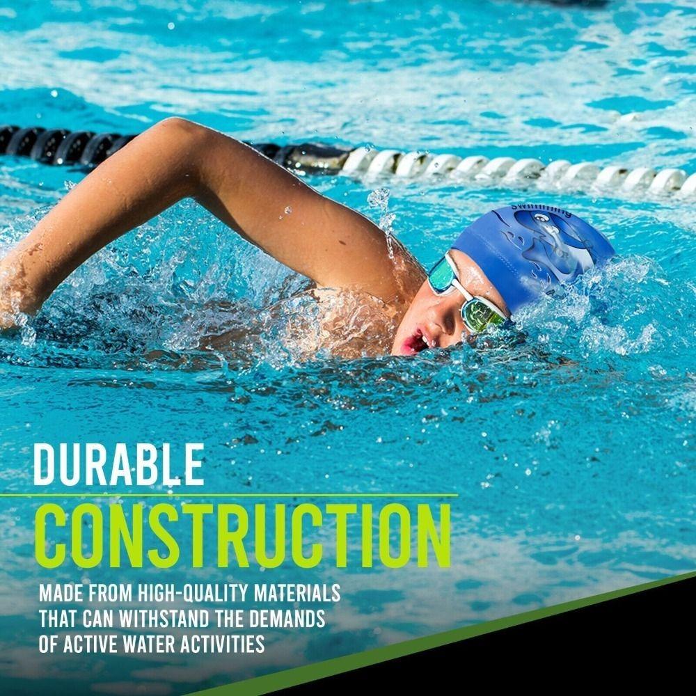 Silicone Durable Swimming Caps PU Coated Pool Bathing Hats Kids Swimming Cap Boys