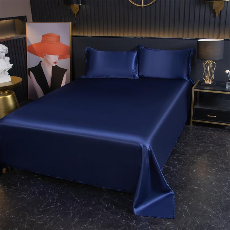 Роскошные летние атласные простыни из ледяного шелка, наволочки, постельное белье, однотонные простыни