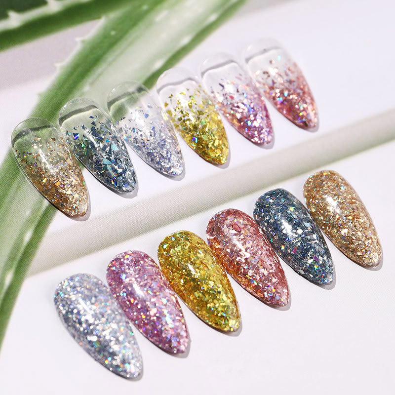 6 Pcs/Set Glitter Flakes Irregular Aluminum Foil Sequins For Nails Chrome Powder Winter Manicure Nail Art Decorations