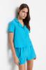 Women's Fashion Green Terrycotton Shirt-Shorts Woven Pajama Set