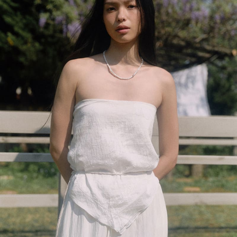 ОЧЕНЬ СТАРЫЙ Вышитый шарф-топ_слоновая кость