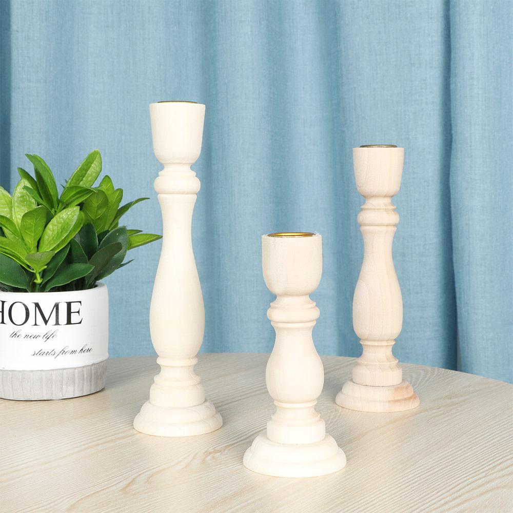 Stand Vintage Retro Wood Candle Holder Wooden Pillar Candlestick Holder Wedding Decoration