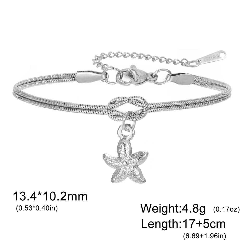 Cazador Starfish Shell Conch Charm Love Knot Chain Bracelet Stainless Steel Trendy Bracelets for Women Jewelry Mother's Gift