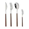 Набор столовой посуды с деревянной ручкой, 4 шт., золотые столовые приборы, набор столовых приборов, кофейная ложка, обеденный нож, вилка для рыбы, столовое серебро, набор посуды