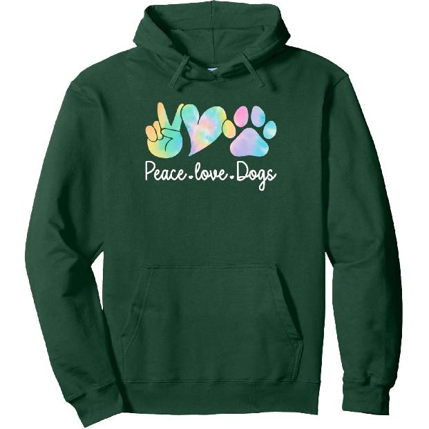 Peace Love Dogs Tie Dye Dog Lover Rescue Puppy Pullover Hoodie