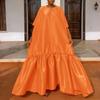 Plus Size Women O Neck Batwing Sleeve Ruffled Loose Party Maxi Long Dress