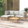 VidaXL Garden Lounge Set 5 Pcs with Light Grey Cushions Bamboo 3155082