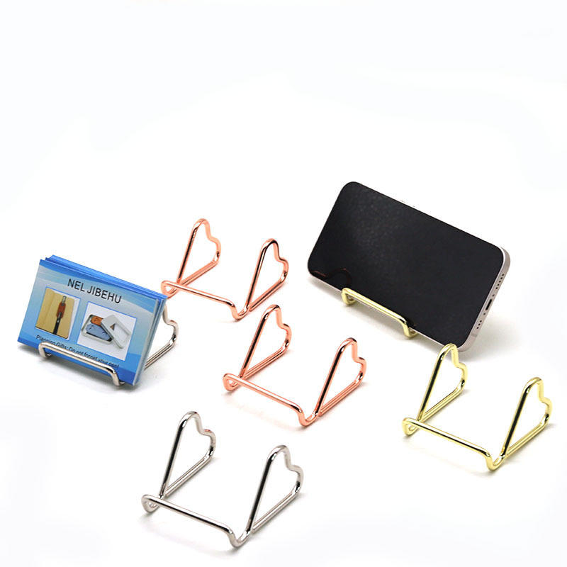 Металлическая подставка для телефона с уникальной формой, держатель для визиток, двойная функция, настольный органайзер, декоративный аксессуар для офисного или домашнего стола