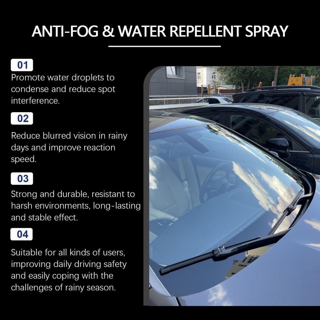 Homonth Car Windshield Anti-Fog Spray, Water Repellent for Glass & Mirrors, Car Glass Water Repellent, Window Hydrophobic Agent, 100ml