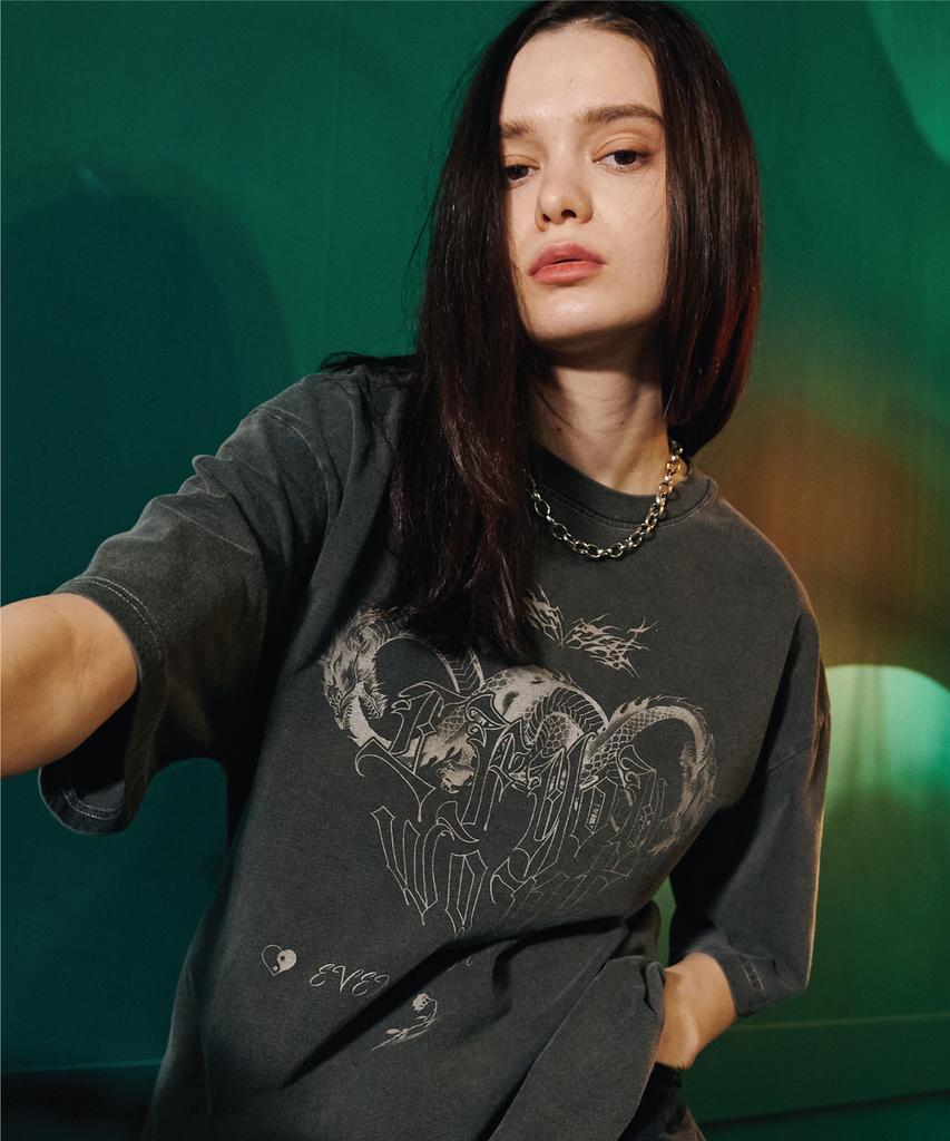IFYOUWANT Distorted Pigment Tee Smoke Black
