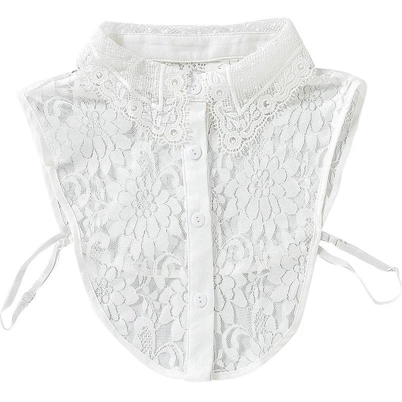 Chiffon Lace Floral Fake Collar Women Detachable Lapel Choker Necklace Ladies Removable Half Shirt False Collar Decoration